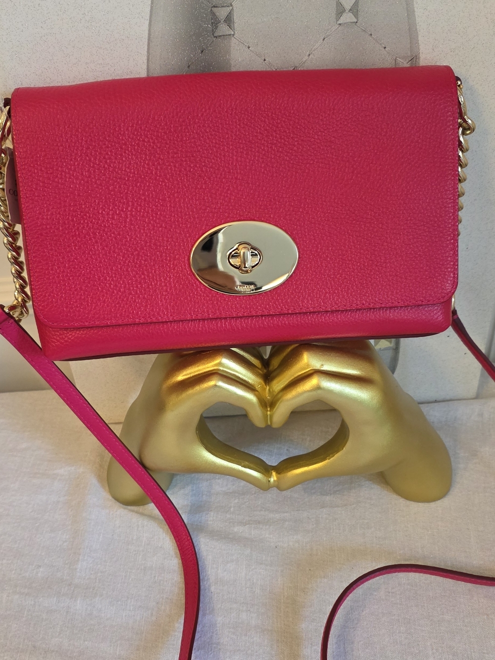 Coach Hot Pink Crossbody Turnlock Chain Shoulder Bag - Picture 3 of 11
